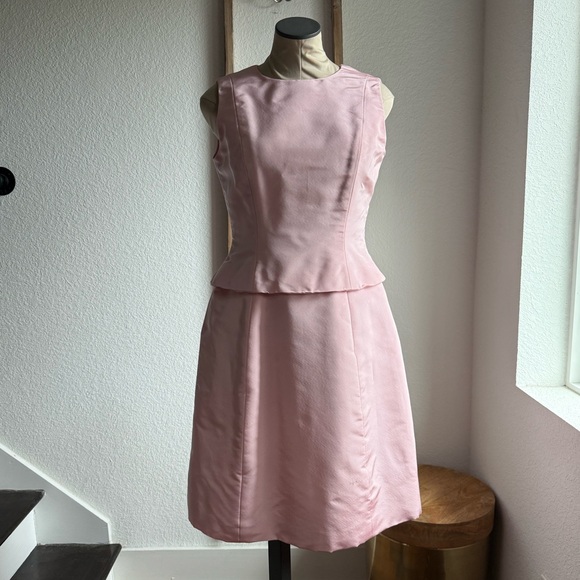 Oscar de la Renta Baby Pink Vintage Silk Cocktail Dress Sz: 8
